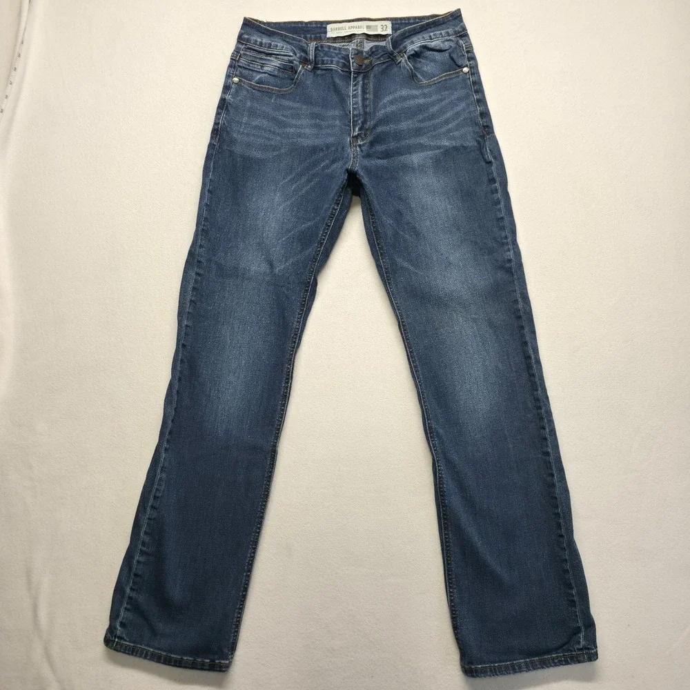 Barbell Apparel Men's Straight Leg Denim Blue Jeans Size 32 (30X32)